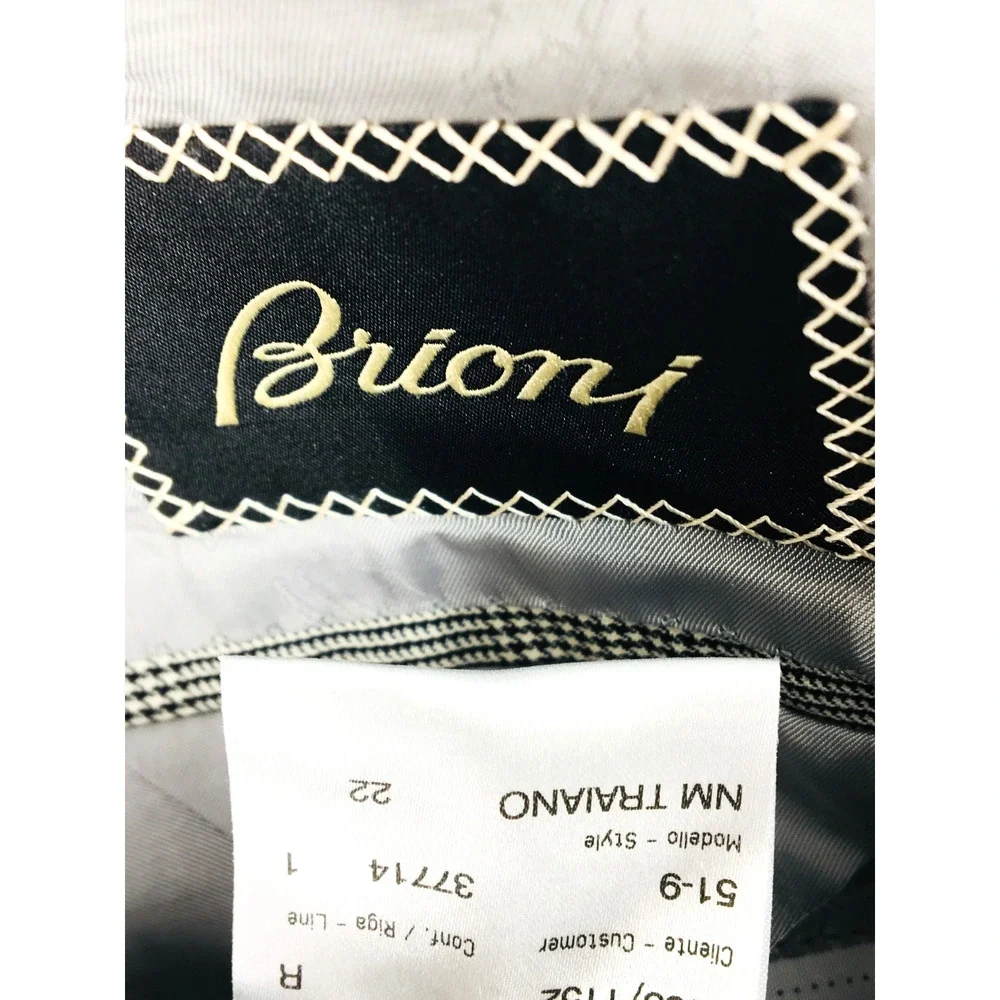 40R Brioni Italy Mens 2 Button 100% Wool Blazer Sport Coat Gray Glen Check